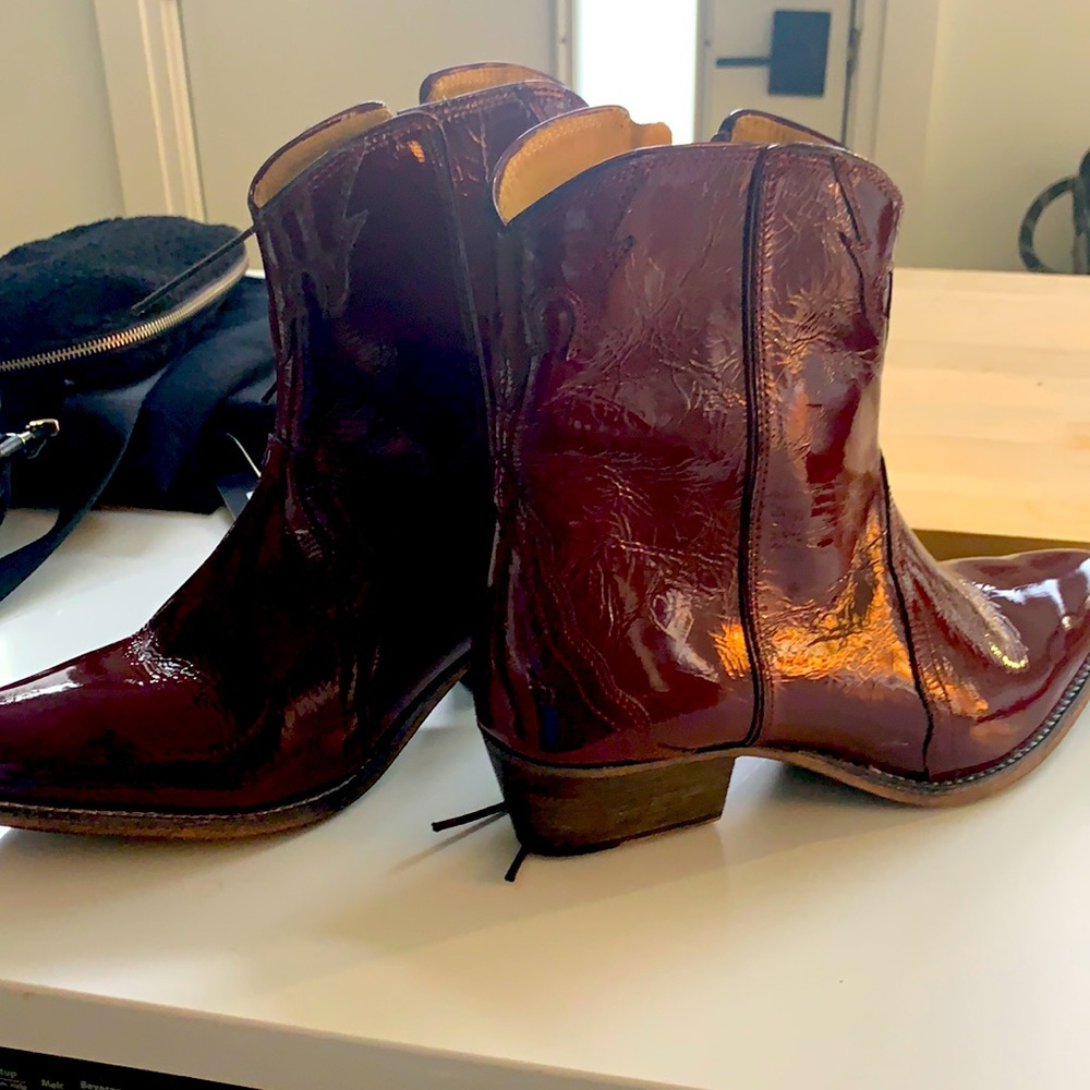Free People red patent cowboy boots. Never worn.